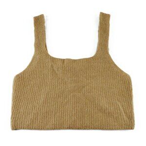 Everlane Wool Blend Ribbed Knit Crop Top Tank Women's Size Small Camel Tan
